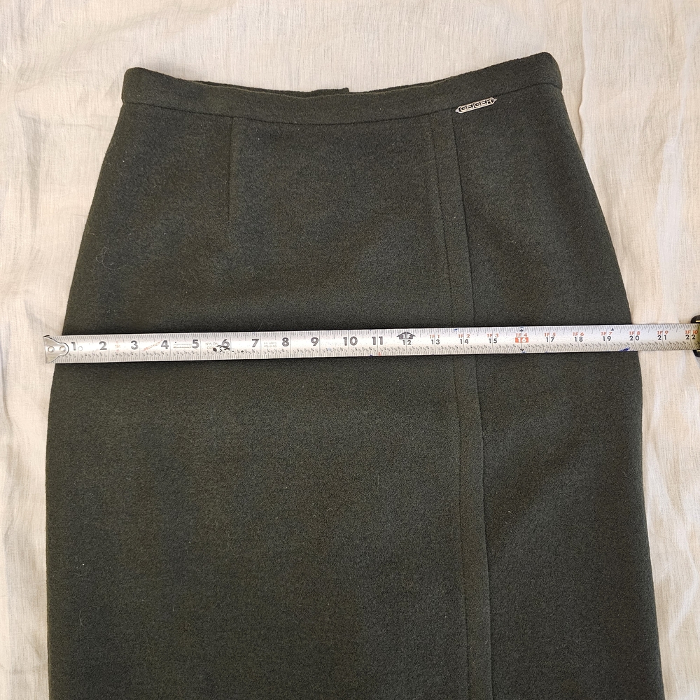 Geiger Collections 100% Wool Pencil‎ Skirt Made In Austria Forest Green - Picture 7 of 10